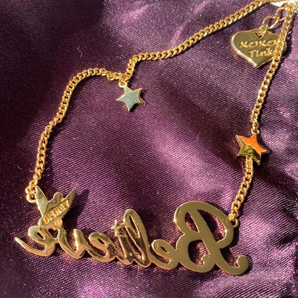 Disney Tinkerbell “Believe” 14k gold plated necklace with signature pouch - Picture 9 of 15